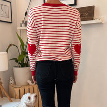 Load image into Gallery viewer, Red Striped Heart Sweater
