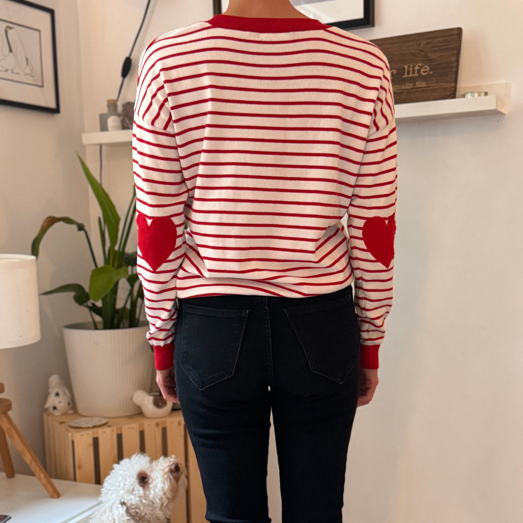 Red Striped Heart Sweater